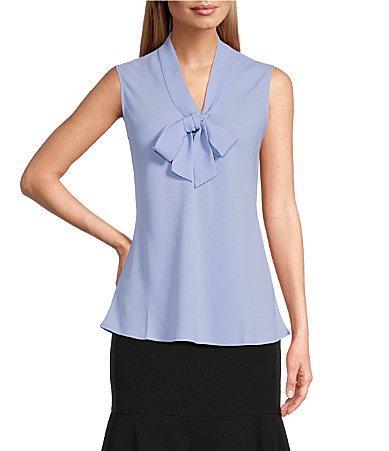 Kasper Sleeveless V-Neck Tie Front Sash Blouse Product Image