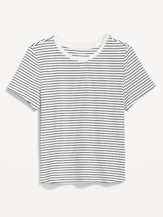 Striped Slim-Fit Crop T-Shirt Product Image