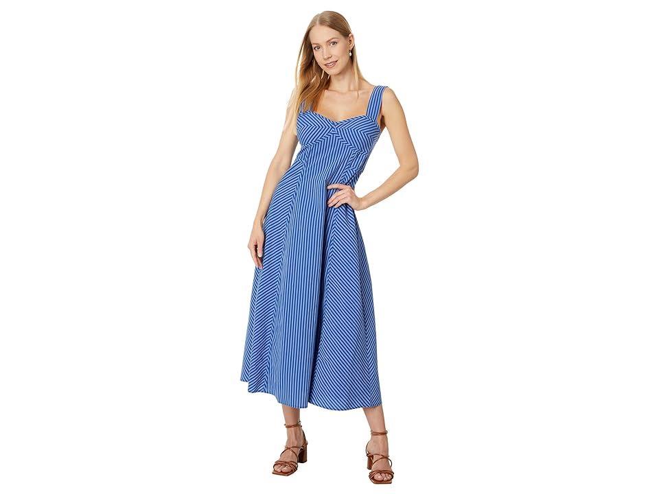 Madewell Stripe Sweetheart Neck Sleeveless Midi Dress Product Image