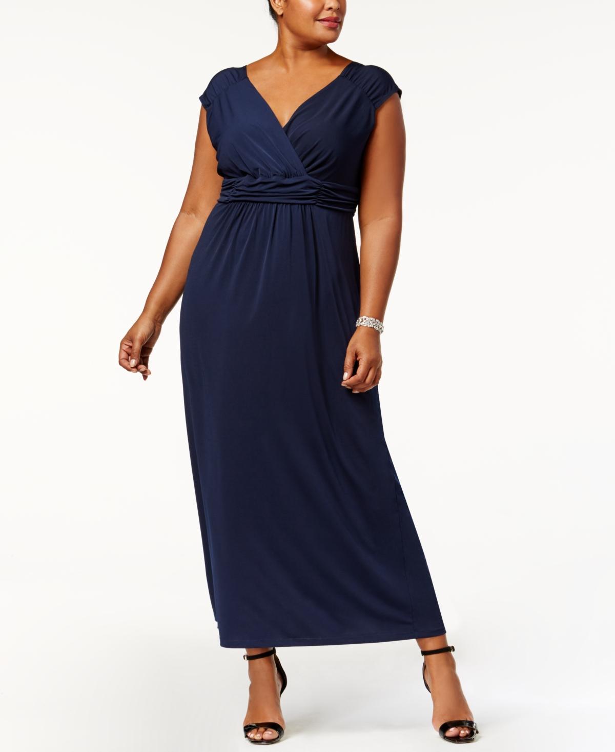 Ny Collection Plus Size Ruched Empire Maxi Dress Product Image