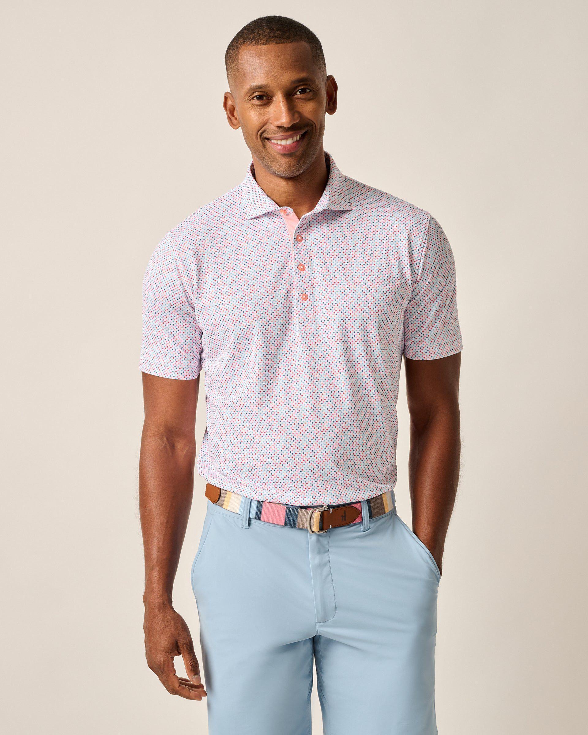 johnnie-O Performance Mesh Polo - Razz Print Product Image