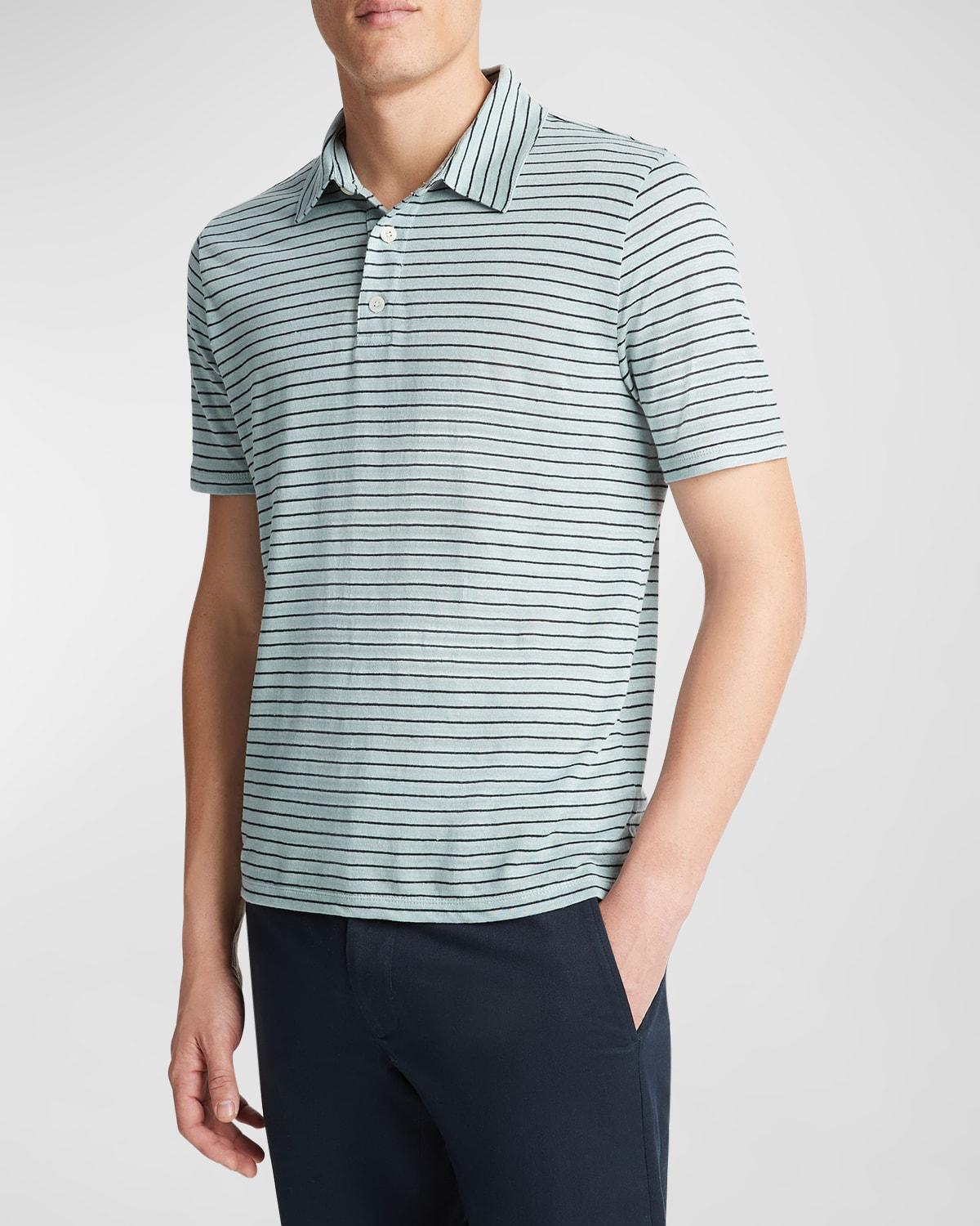 Mens Striped Linen Polo Shirt Product Image