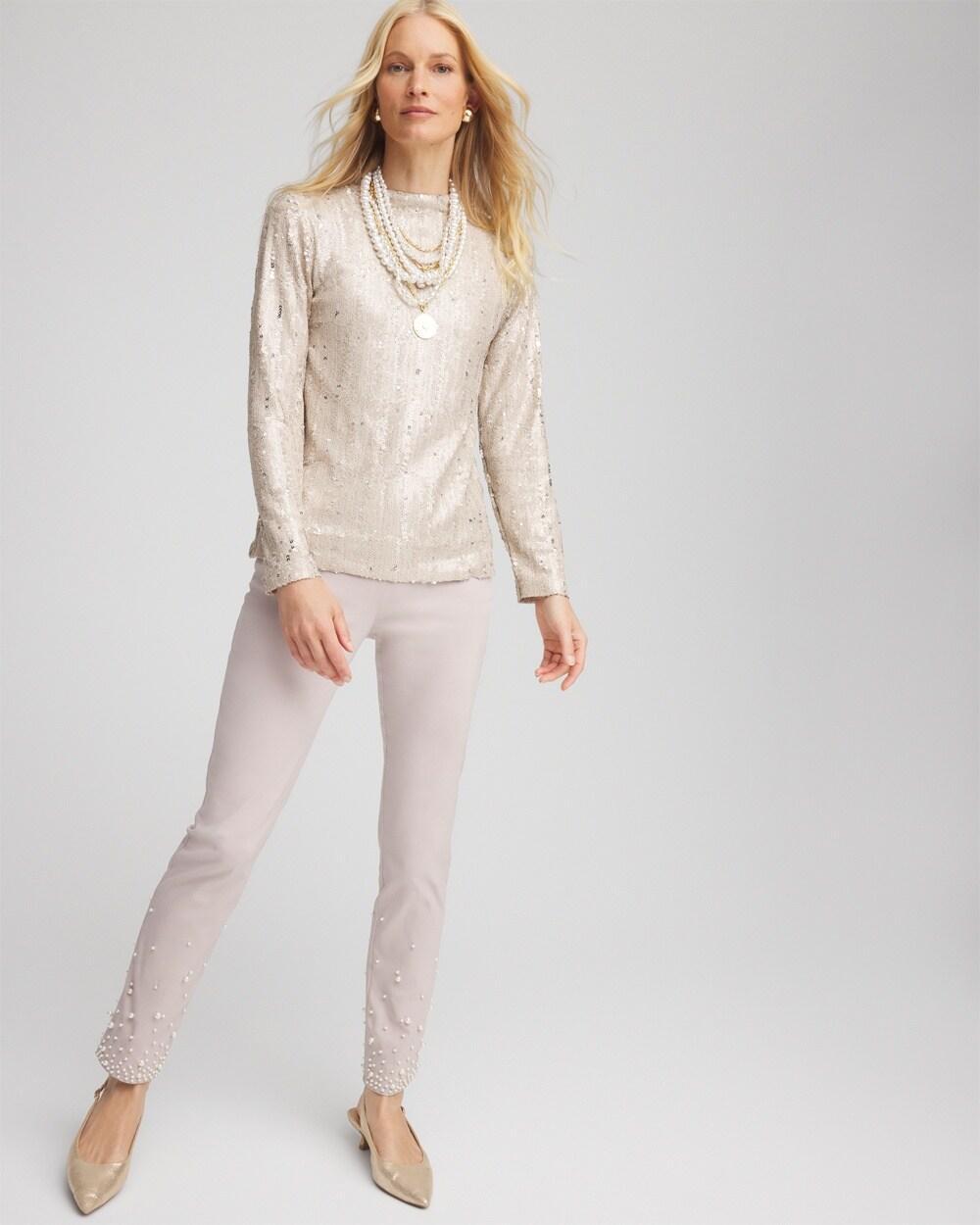 Petite Brigitte Faux Pearl Slim Ankle Pants Product Image