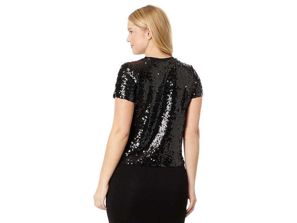 DKNY Short Sleeve All Over Sequin T-Shirt Women's Clothing Product Image