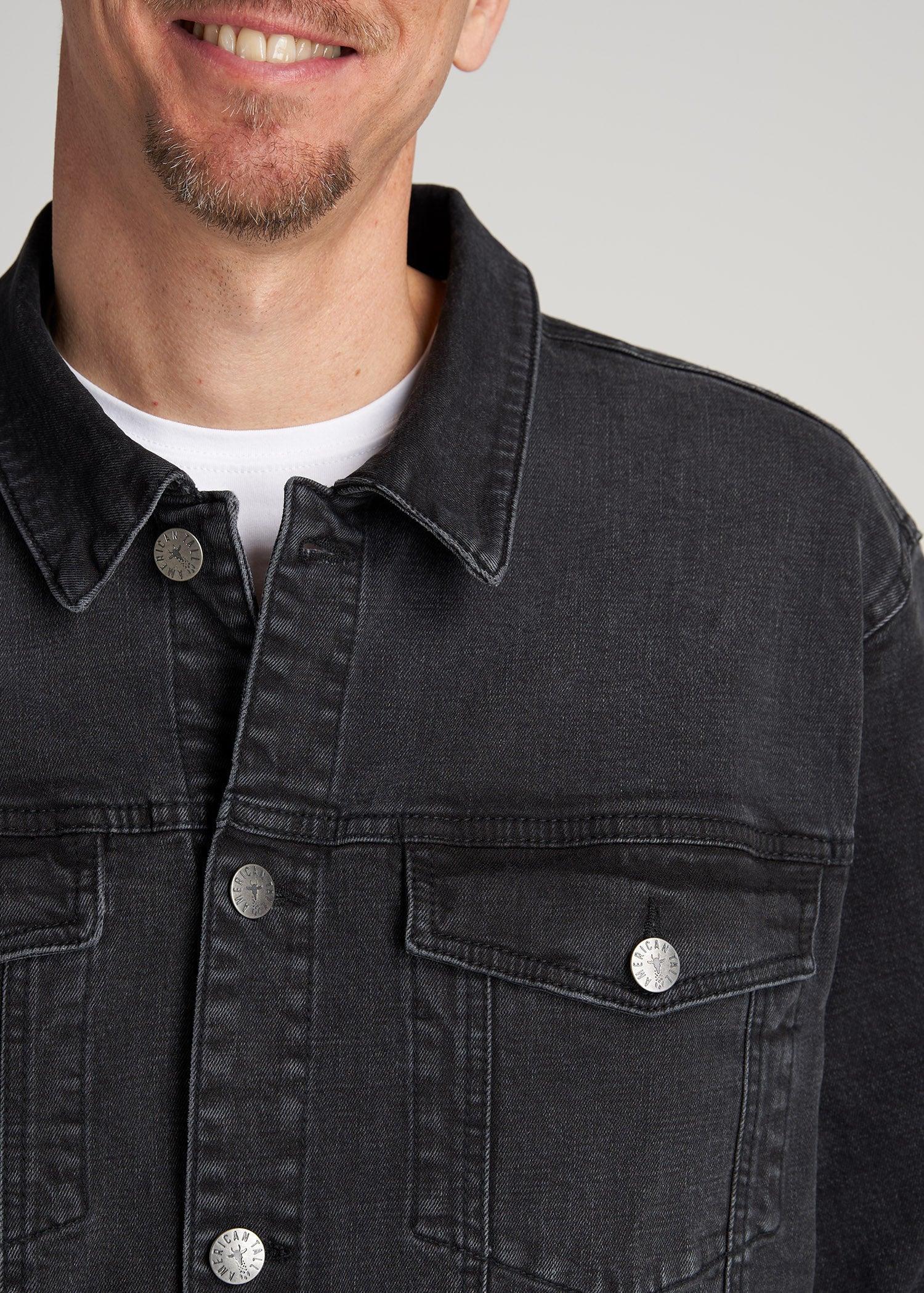 Men's Tall Denim Trucker Jacket in Washed Black Male Product Image