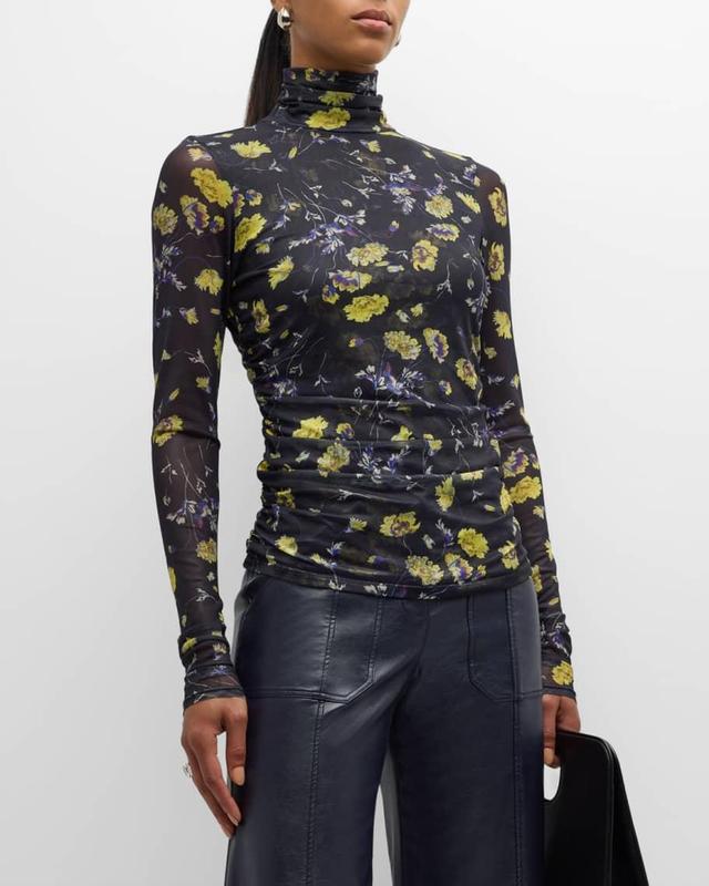 Bridgette Shirred Mesh Turtleneck Top Product Image