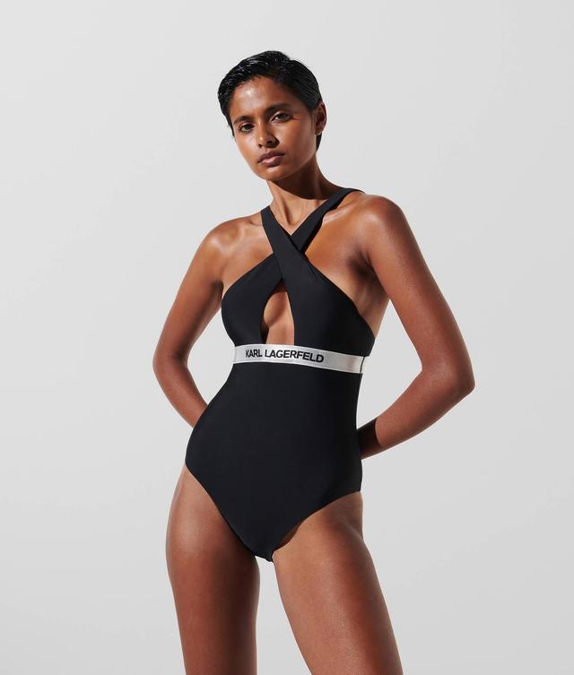 KARL LOGO HALTER SWIMSUIT Product Image