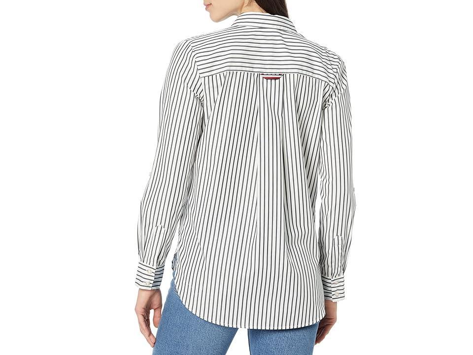 Tommy Hilfiger Easy Care Popover Stripe Blouse (Sky Captain/Bright White) Women's Clothing Product Image