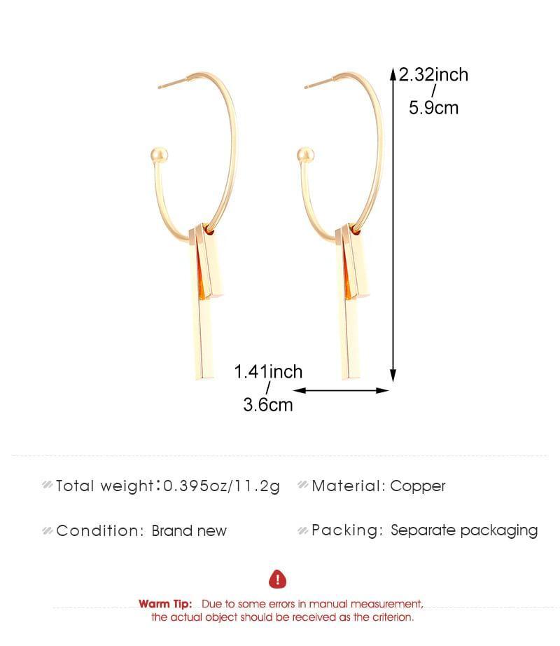 Bar Alloy Open Hoop Earring Product Image