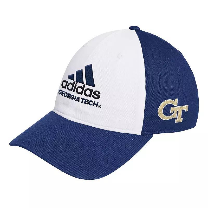 Mens adidas White/Navy Georgia Tech Yellow Jackets Slouch Adjustable Hat Product Image