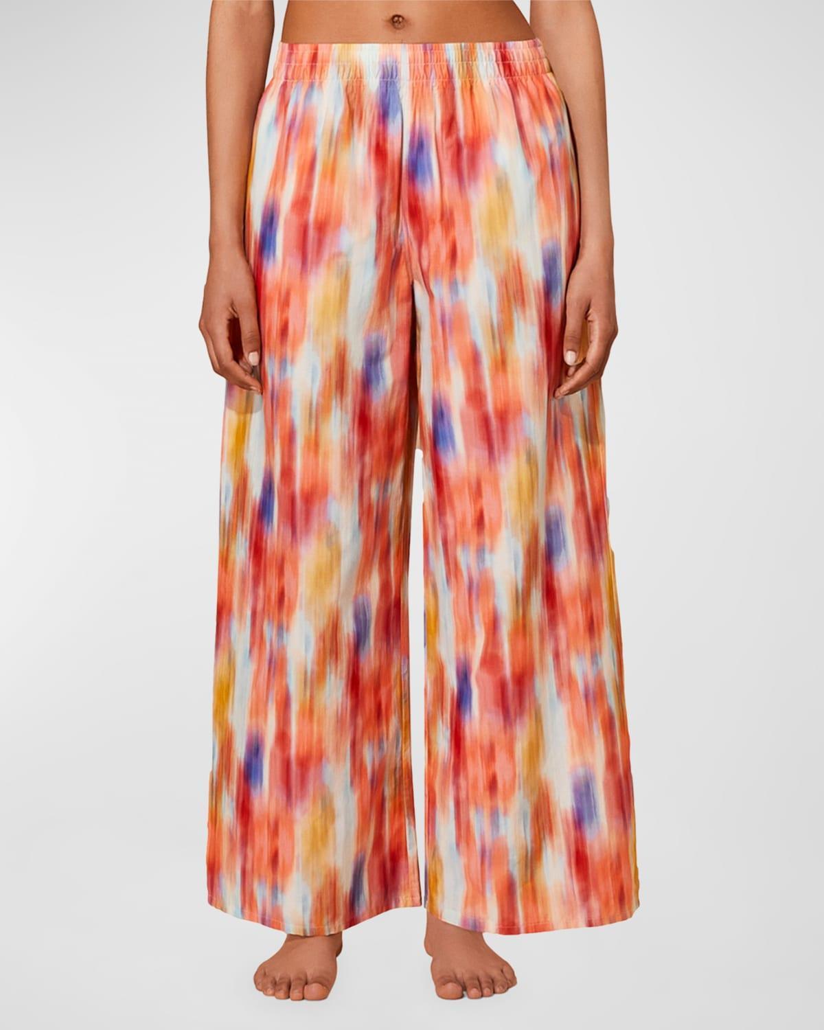 Womens Line Blurred Floral Cotton-Silk Wide-Leg Pants Product Image