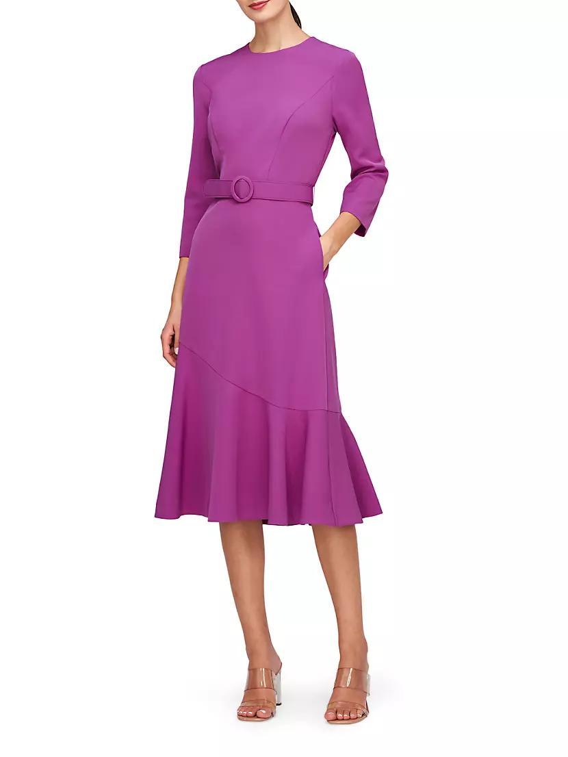 Womens Polly Belted Flounce Midi-Dress Product Image