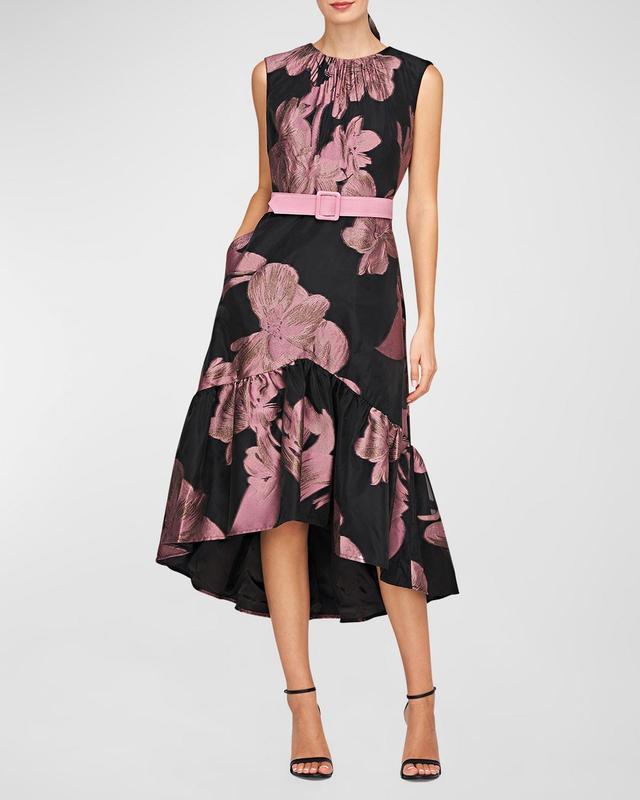 Kay Unger Beatrix Belted Floral High-Low Cocktail Dress Product Image