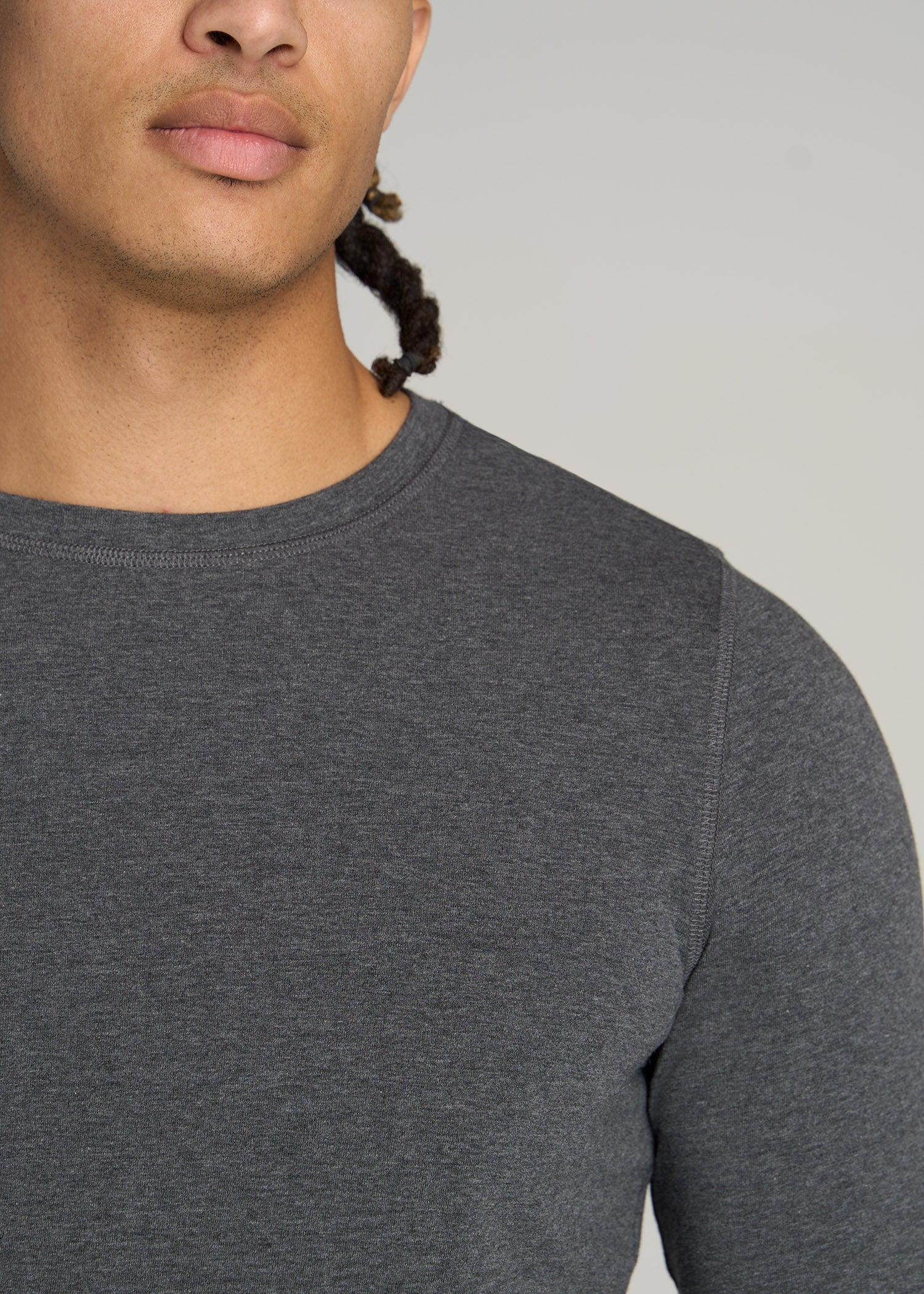 The Essential SLIM-FIT Long Sleeve Tee for Tall Men in Charcoal Mix Product Image