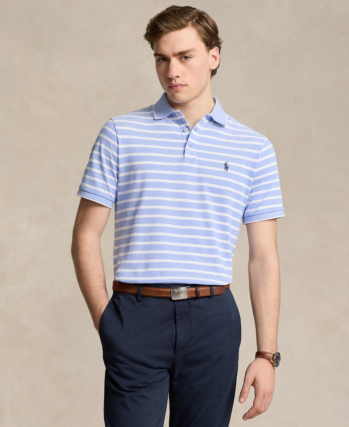 Polo Ralph Lauren Mens Classic-Fit Cotton Oxford Mesh Polo Shirt - Summer Blue Product Image