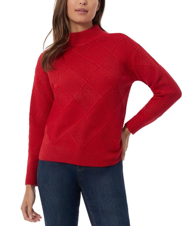 Jones New York Womens Diamond-Stitch Mock-Neck Sweater Product Image