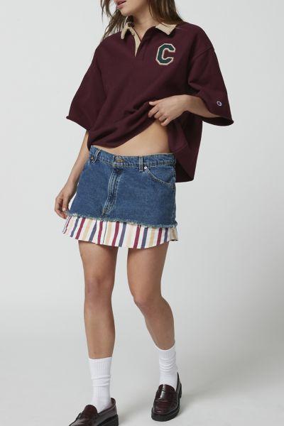 Urban Renewal Remade Denim & Stripe Mini Skirt Womens at Urban Outfitters Product Image