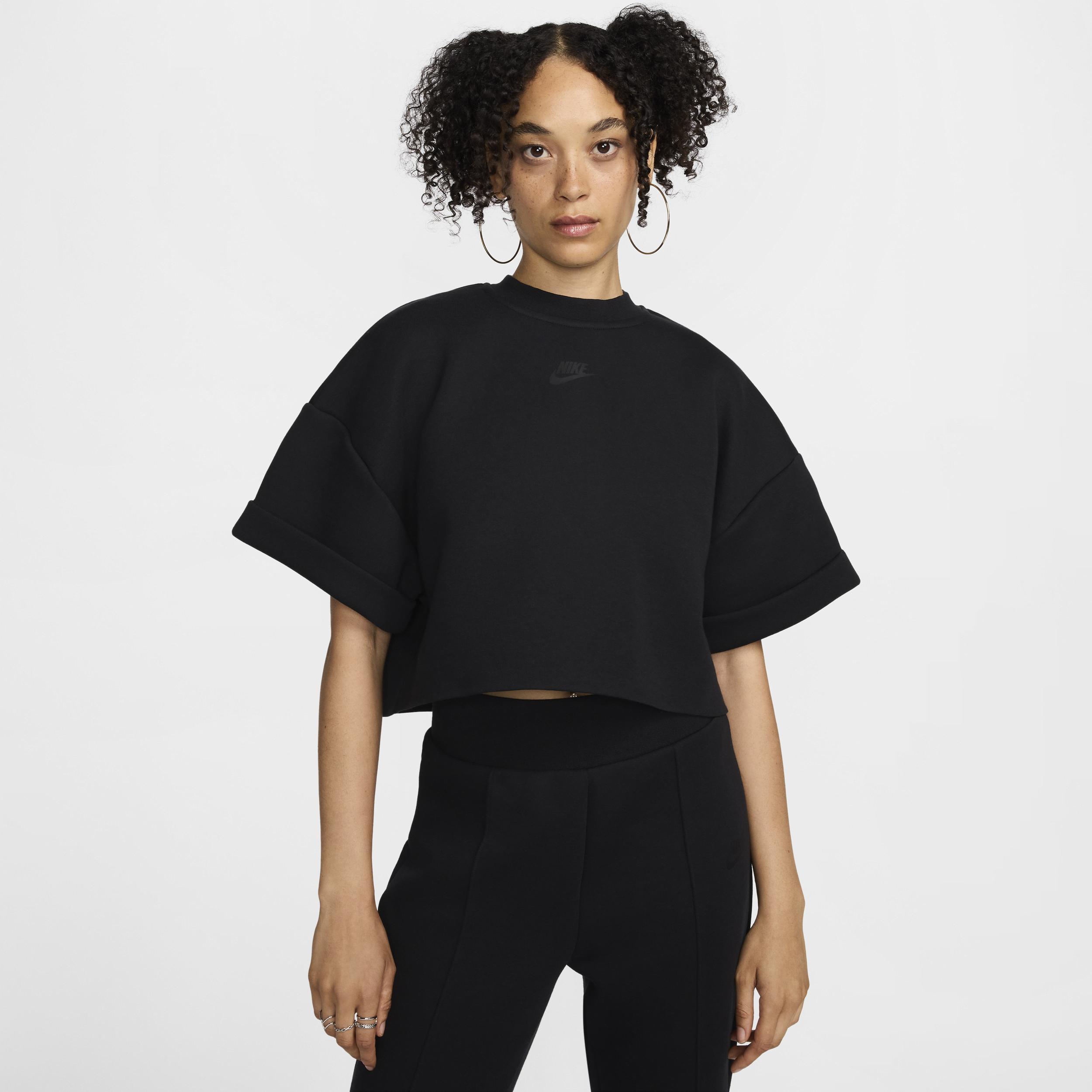 Womens Nike Sportswear Tech Fleece Oversized Short-Sleeve Cropped Top Product Image