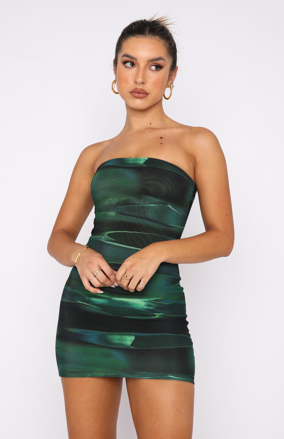 Spark The Passion Mini Dress Green Distortion Product Image