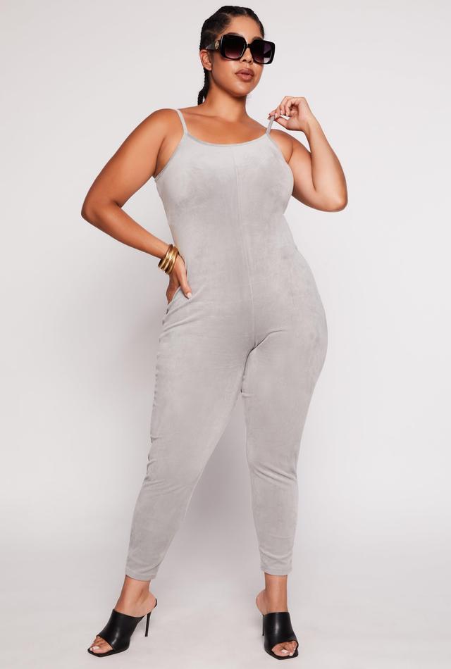 Womens Plus Size Velour Cami Catsuit Product Image