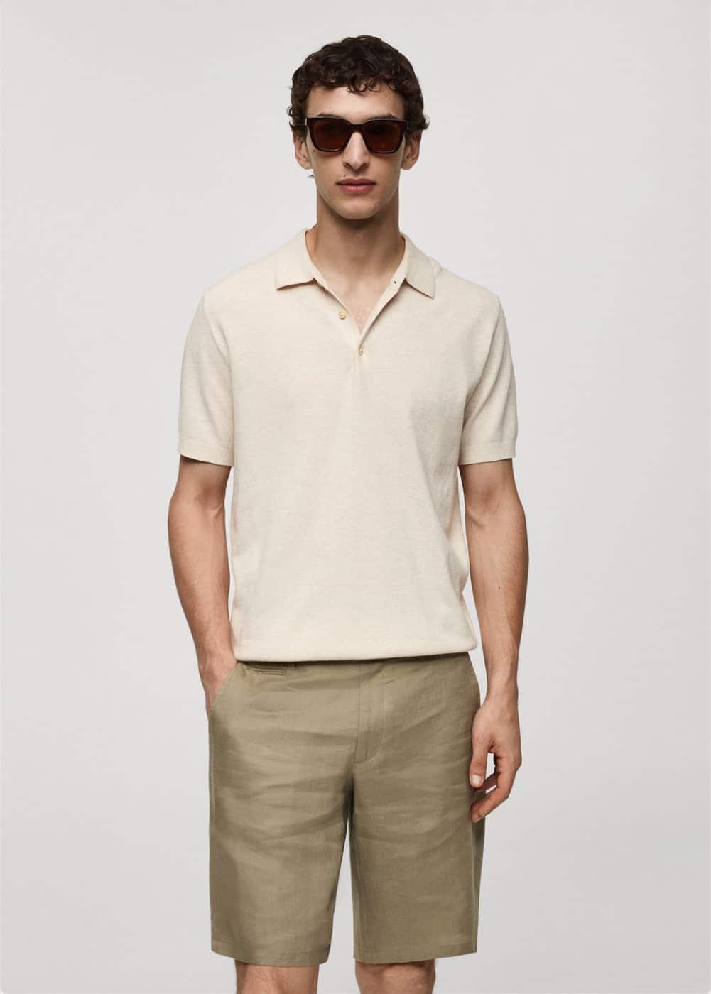 MANGO MAN - Short-sleeve knitted polo shirt ecruMen Product Image