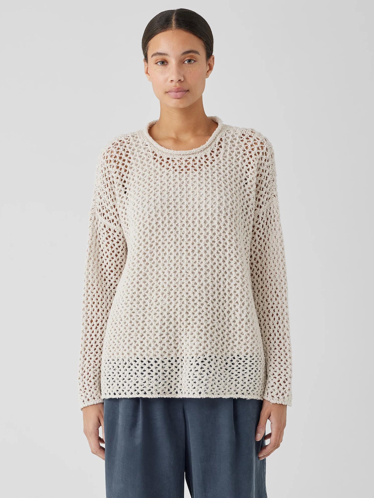 EILEEN FISHER Peruvian Organic Cotton Boucle Crew Neck Topfemale Product Image