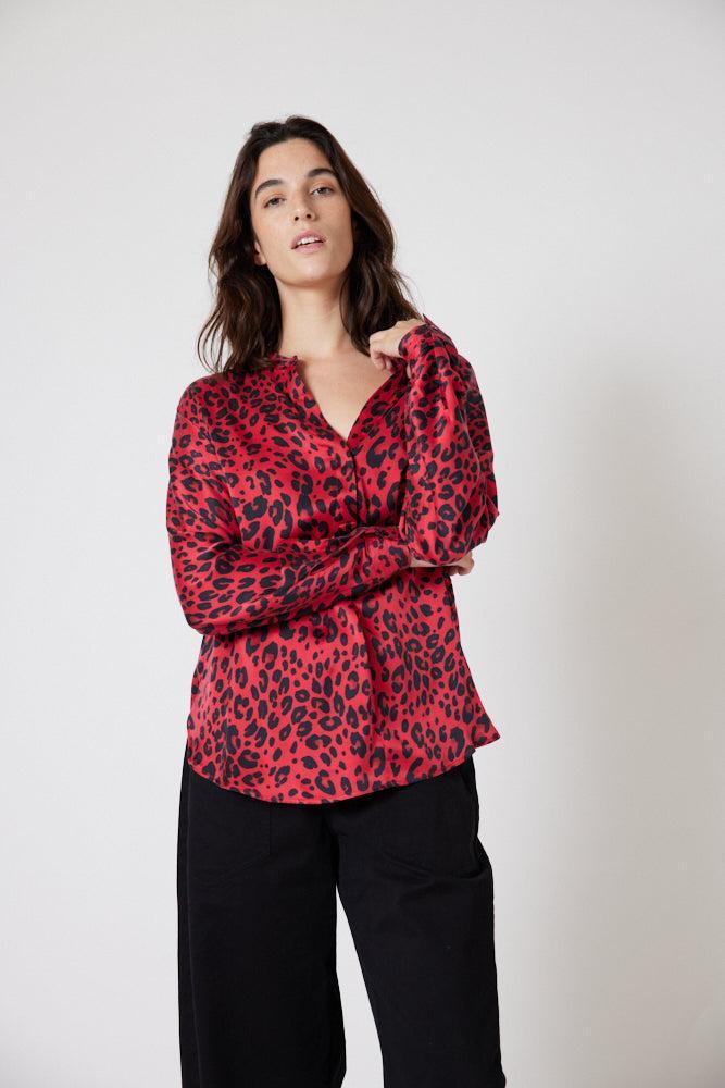 Leopard Silk Blouse Product Image