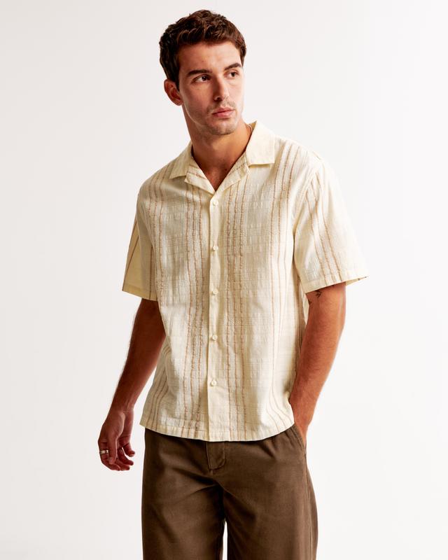 Camp Collar Textured Button-Up Shirt Product Image