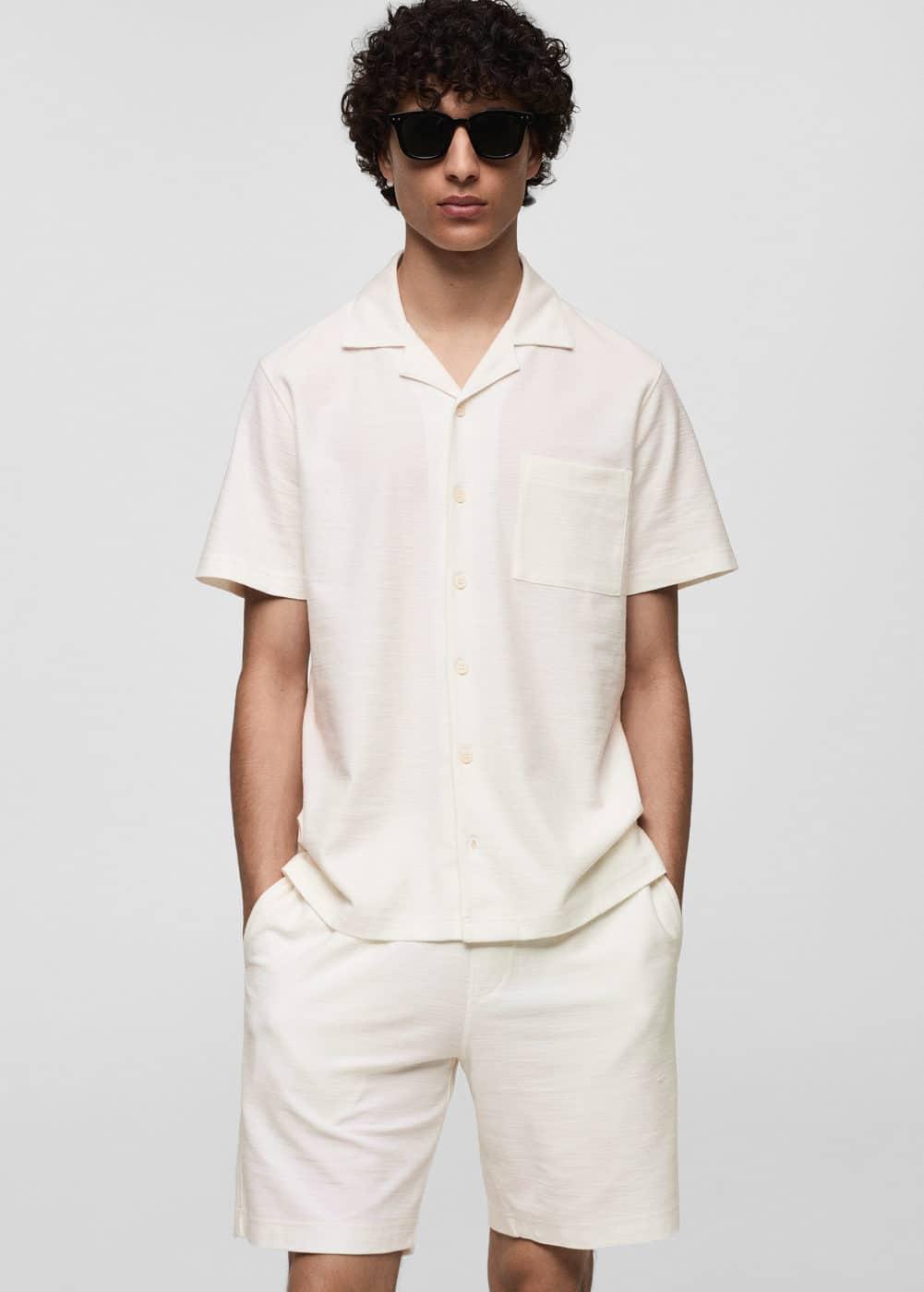 Mango Mens Chest-Pocket Cotton Shirt Product Image