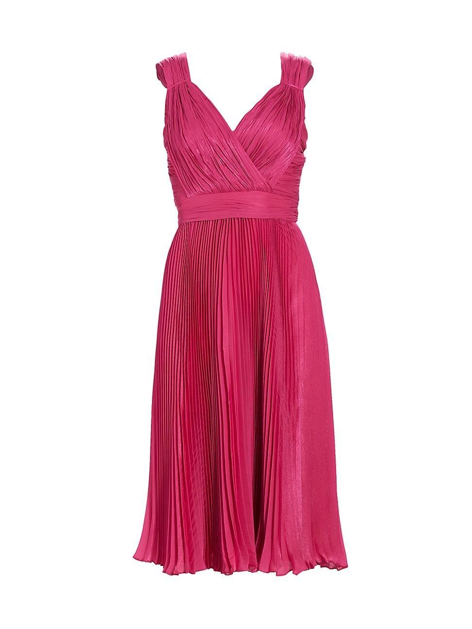 Womens Pleated V-Neck Cocktail Dress Product Image