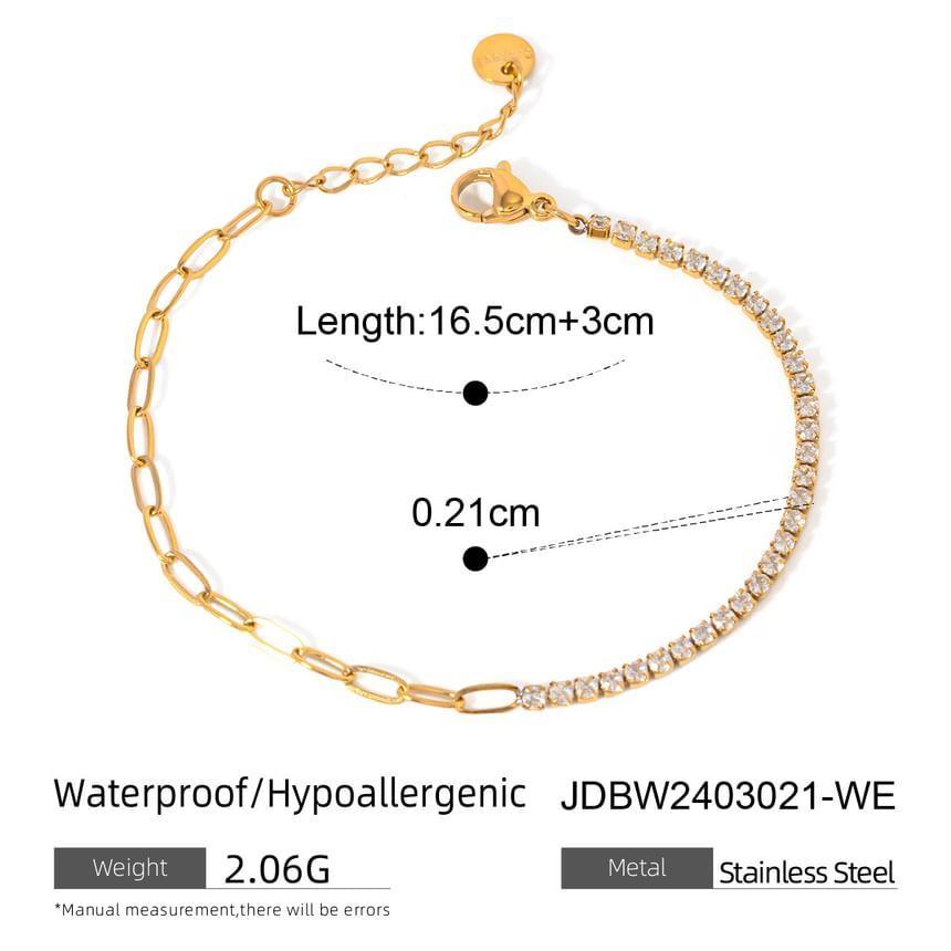 Stainless Steel Open Bangle / CZ Bracelet Product Image