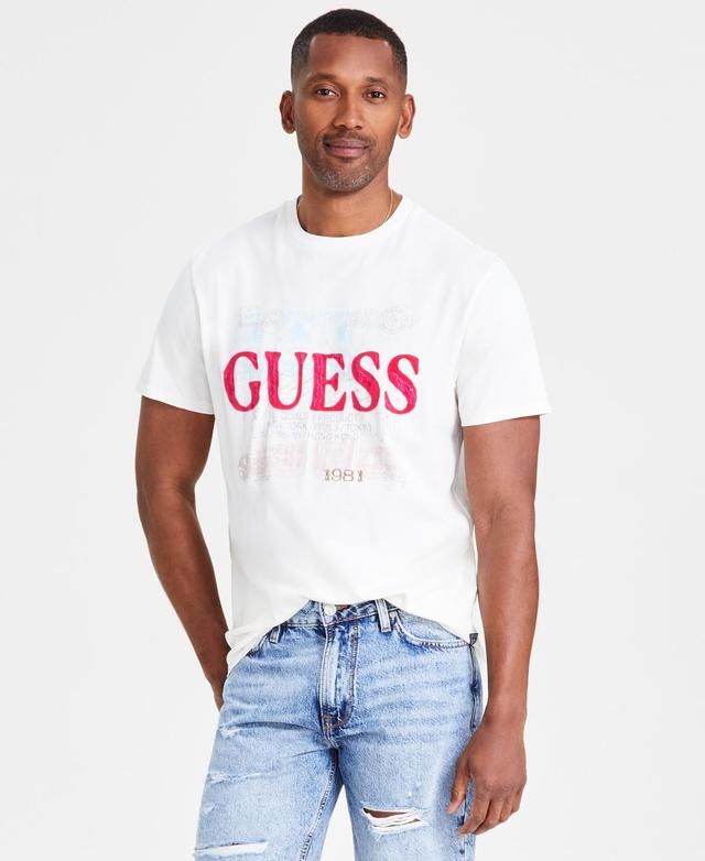 Guess Mens World Stamps Regular-Fit Logo Graphic T-Shirt Product Image