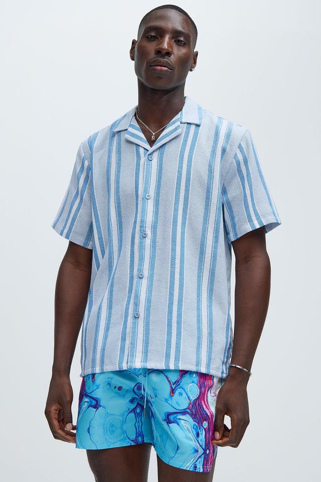 Striped Down Shirt - Light Blue Product Image