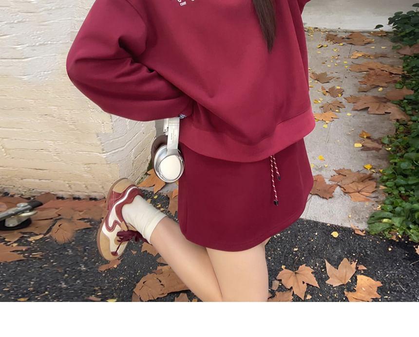 Set: Half Zip Two Tone Sweatshirt + Mini Skirt product image