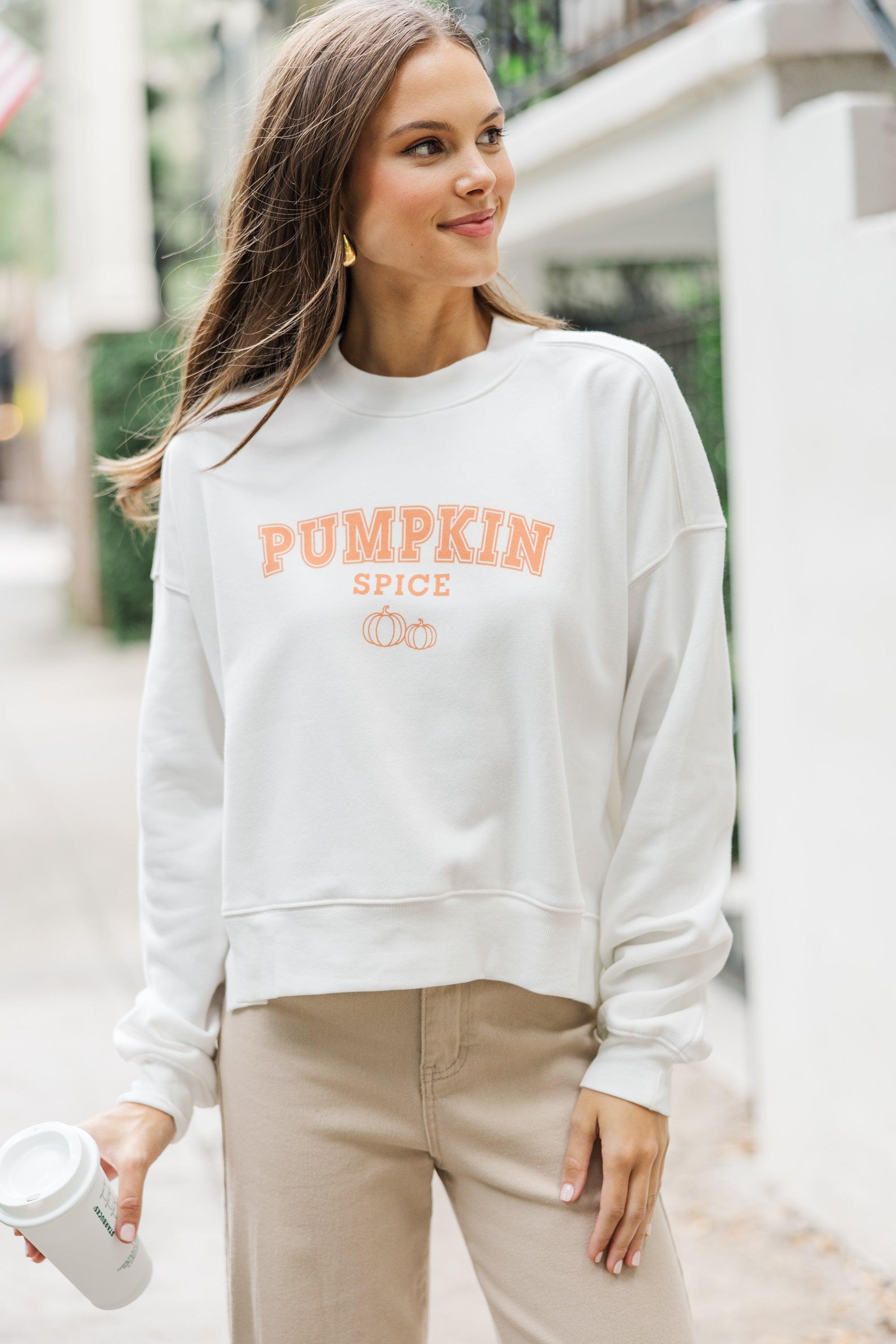 Pumpkin Spice White Graphic Sweatshirt Female Product Image