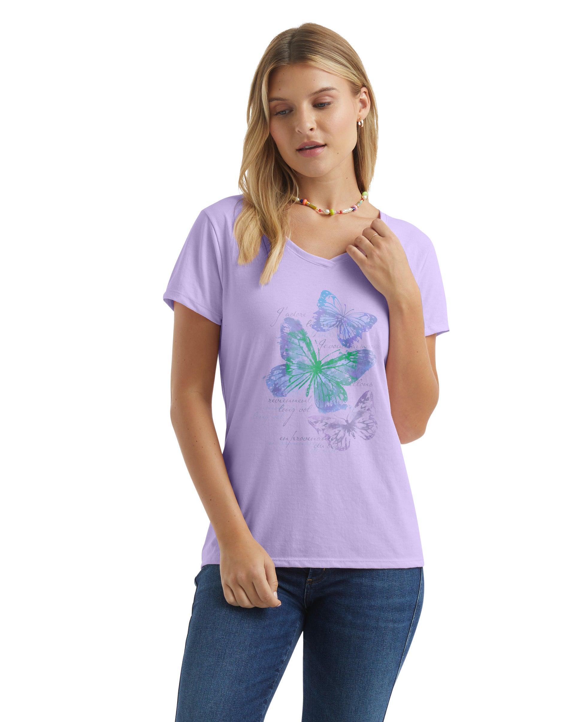 Womens Hanes Graphic Tee Lt Purple Product Image