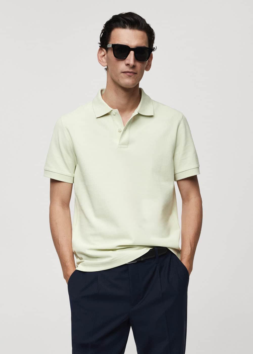 MANGO MAN - 100% cotton pique polo shirt mint greenMen Product Image