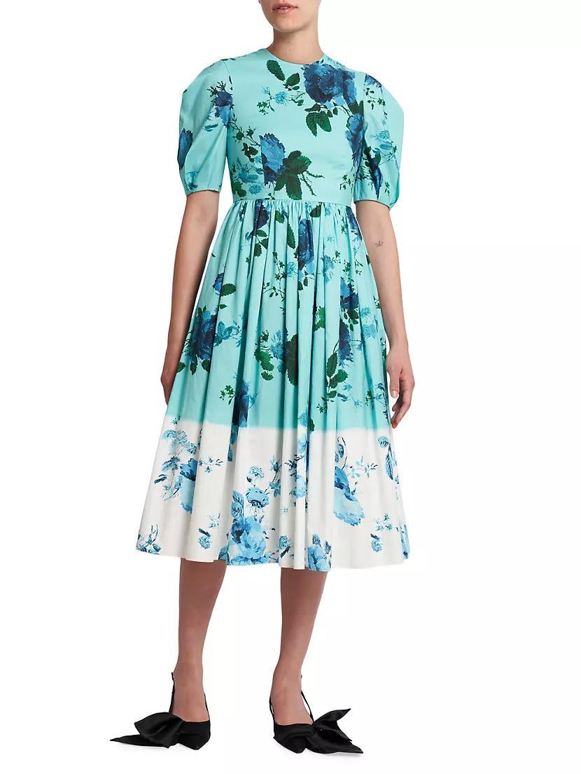 Floral Cotton A-Line Midi-Dress Product Image