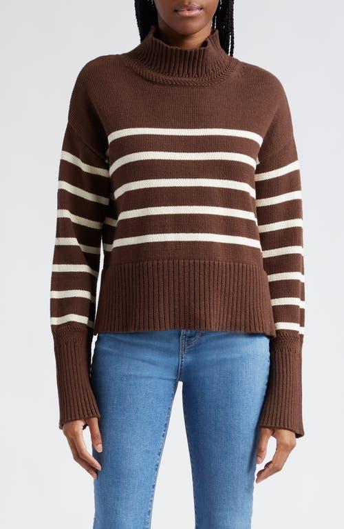 Veronica Beard Lancetti Stripe Cotton Mock Neck Sweater Product Image