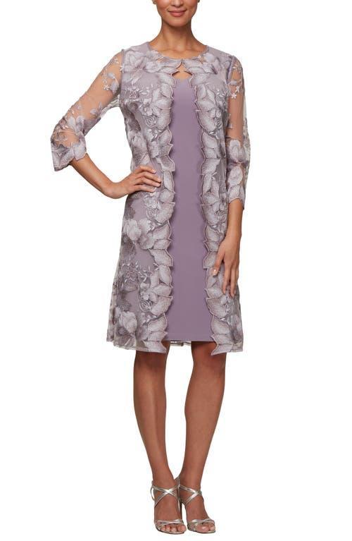 Alex Evenings Embroidered Mock Jacket Cocktail Dress Product Image