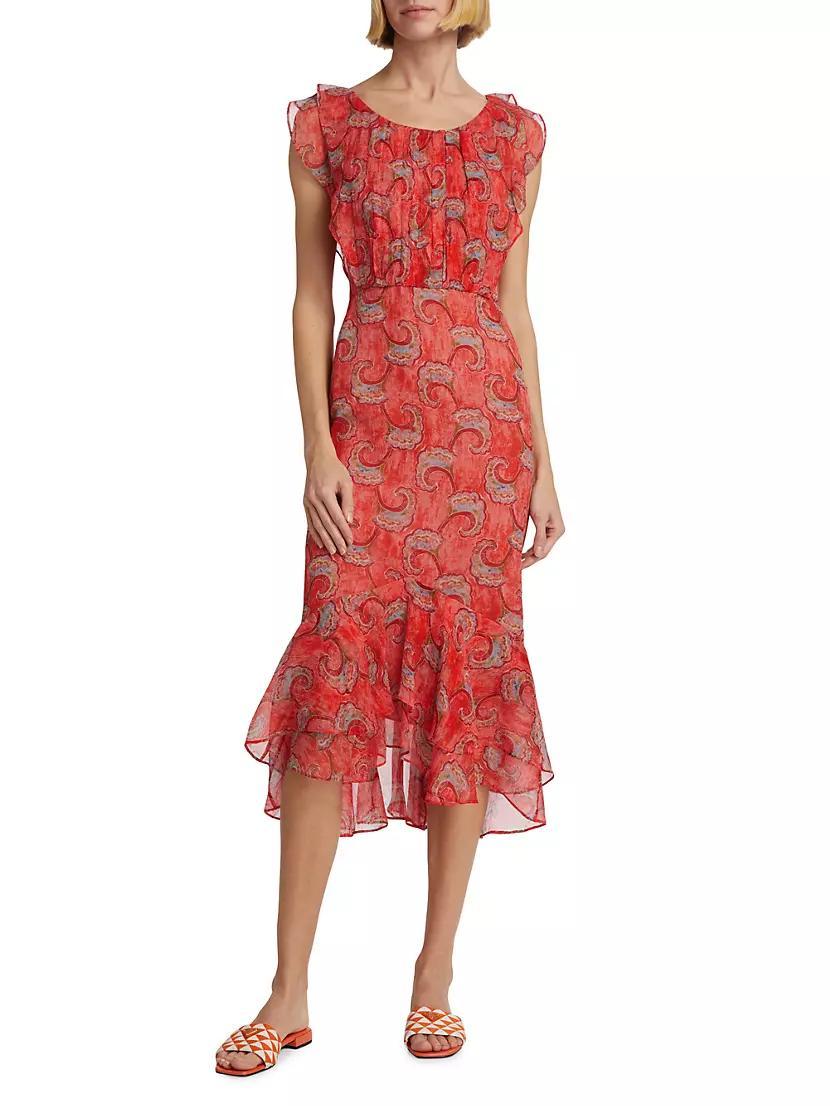 Aisha Silk Paisley Midi-Dress Product Image