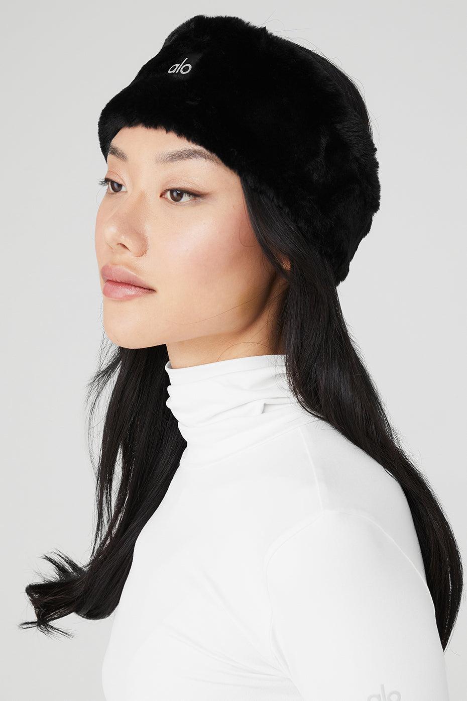 Faux Fur Ear Warmers - Black Female Product Image