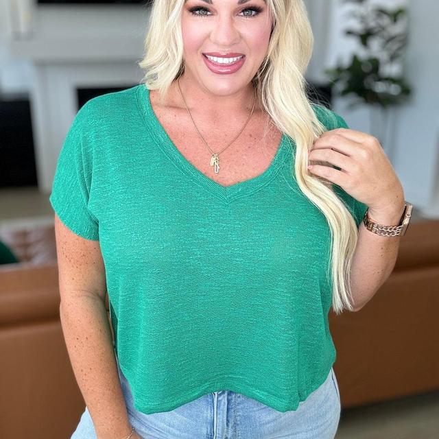 Classic Comfort V-Neck Top in Kelly Green Product Image