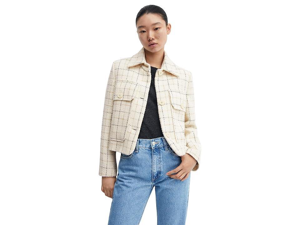 MANGO Windowpane Check Tweed Crop Jacket Product Image