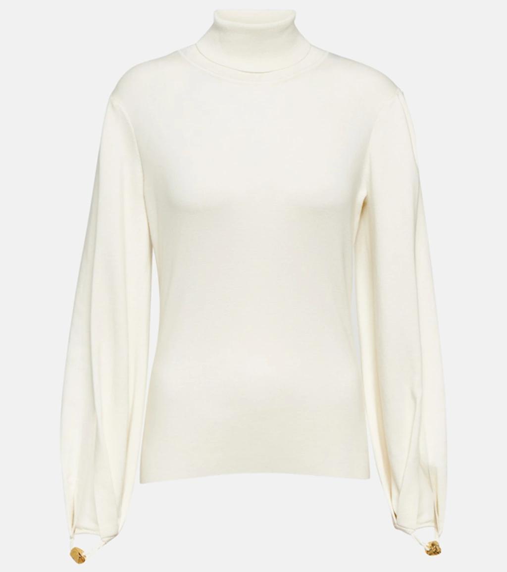 CHLOÉ Wool-blend Turtleneck Sweater In Iconic Milk Product Image