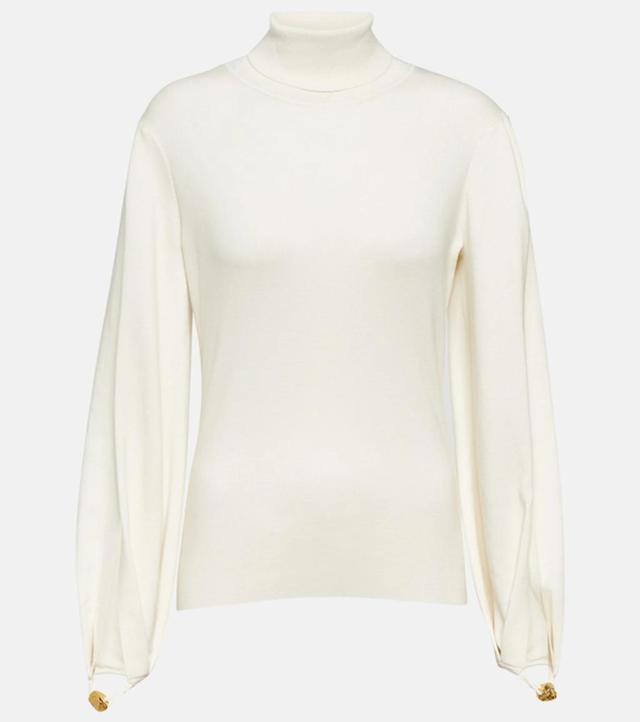 CHLOÉ Wool-blend Turtleneck Sweater In Iconic Milk Product Image