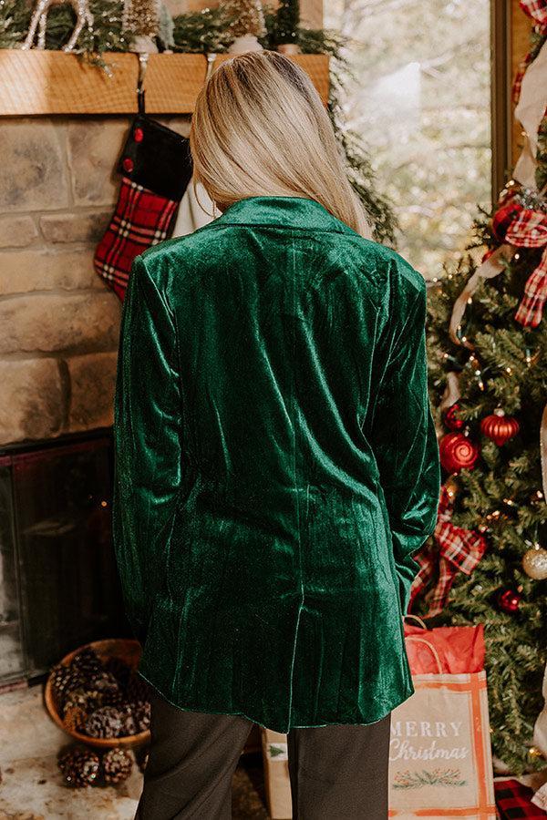 Luxe Lane Velvet Blazer In Hunter Green Product Image