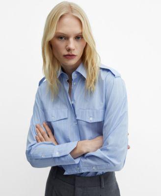 Mango Womens Pocket Striped Shirt Product Image