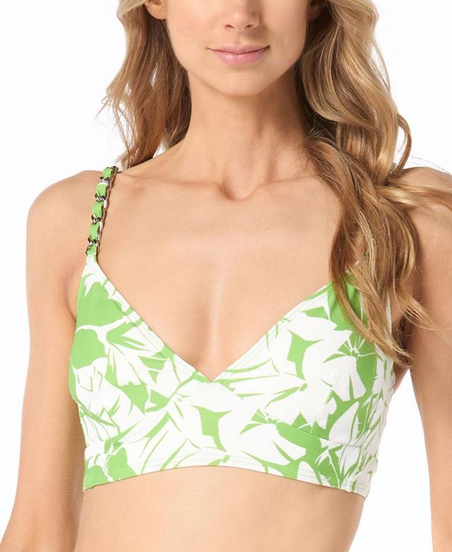 Michael Michael Kors Womens Printed V-Neck Chain-Strap Bikini Top Product Image