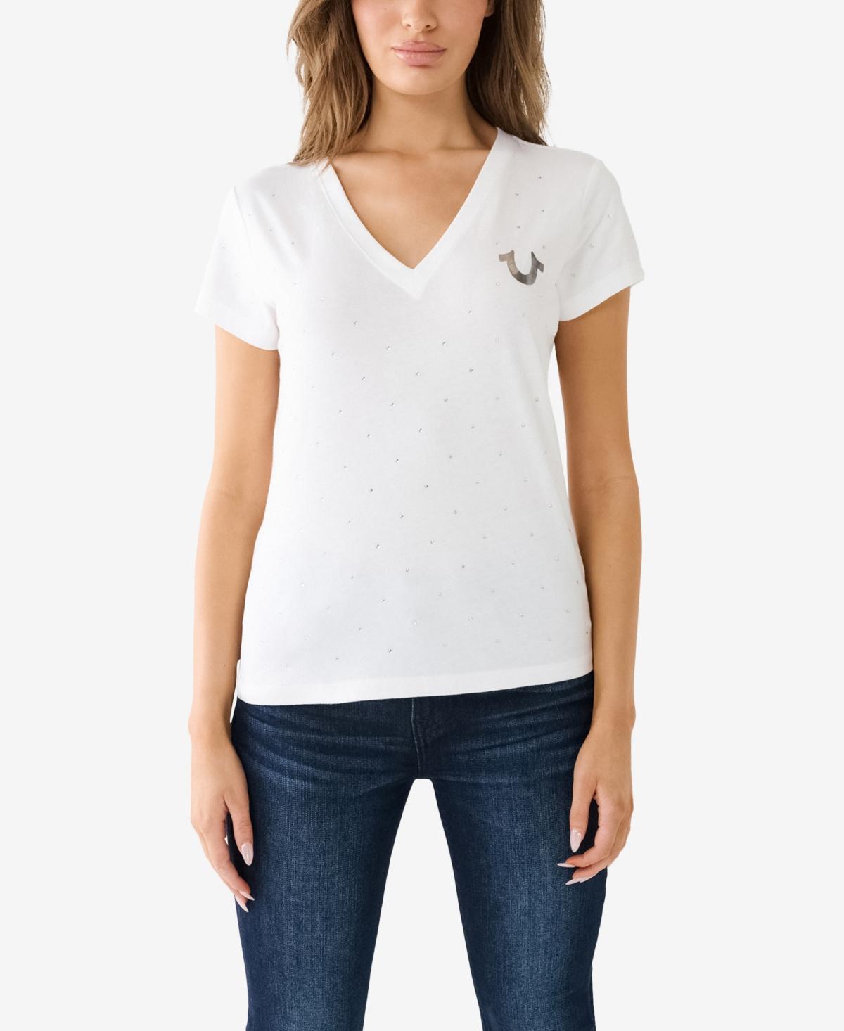 True Religion Womens Short Sleeve Horseshoe Slim V-neck T-shirt Product Image